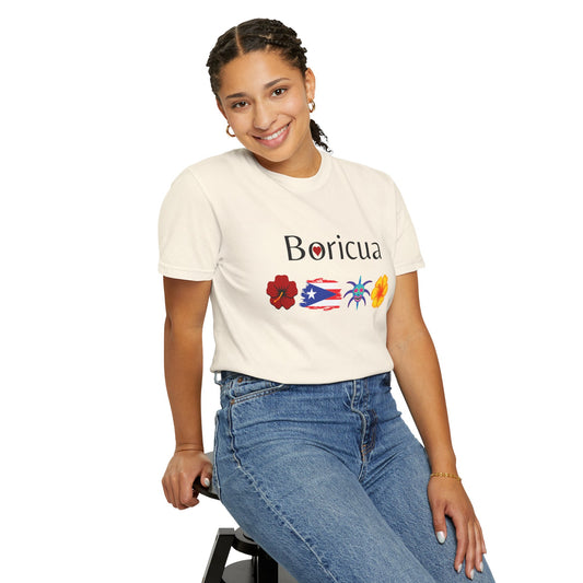 Boricua Pride Unisex Garment-Dyed T-Shirt, Puerto Rican Culture Tee, Hispanic Heritage Apparel, Casual Everyday Wear, Celebration Shirt