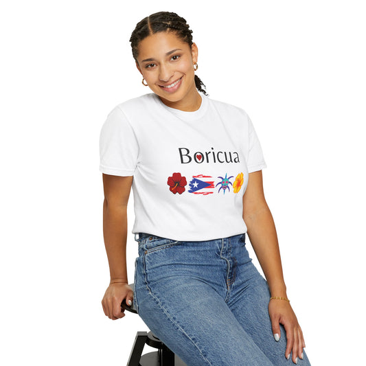 Boricua Pride Unisex Garment-Dyed T-Shirt, Puerto Rican Culture Tee, Hispanic Heritage Apparel, Casual Everyday Wear, Celebration Shirt