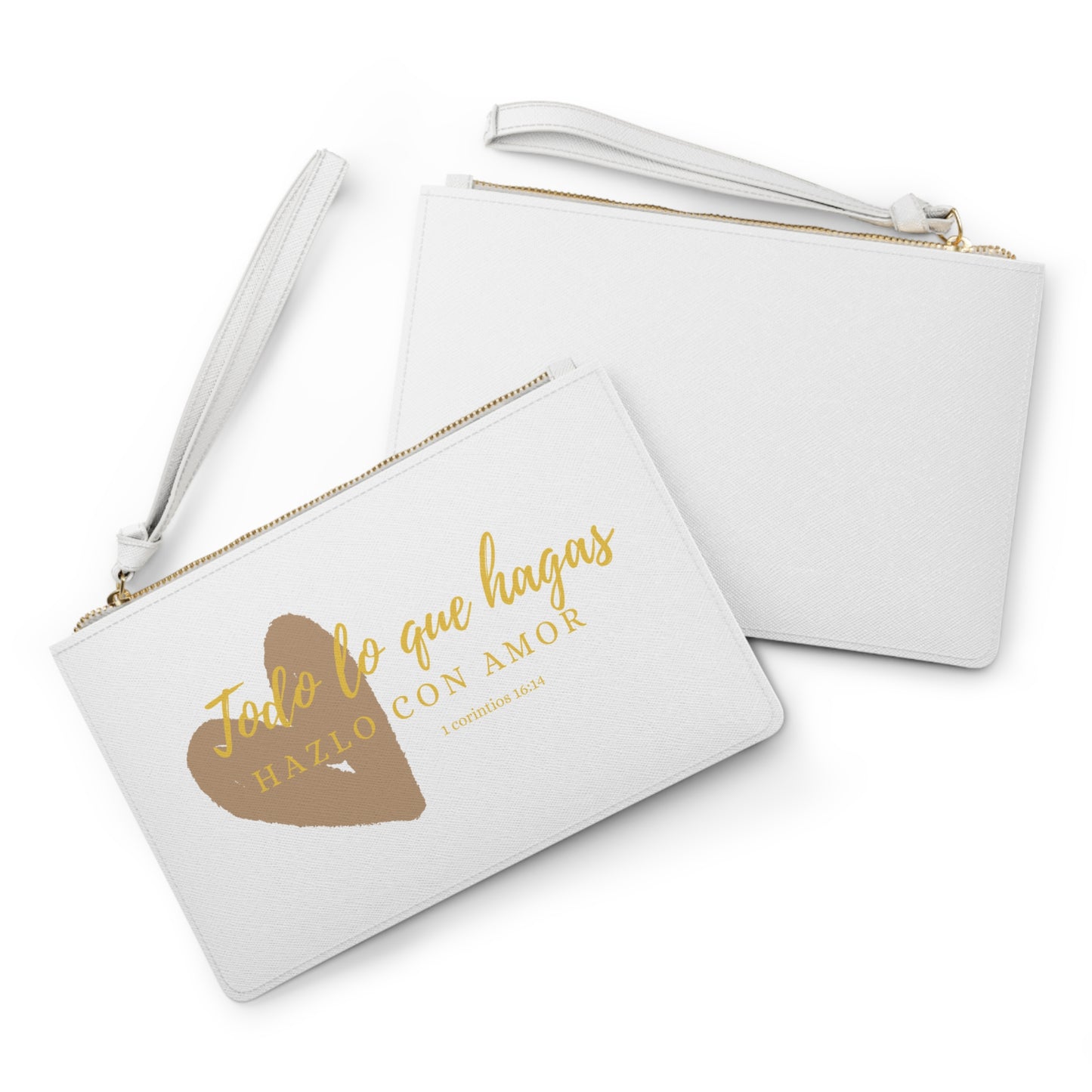 Elegant Love Quote Clutch Bag | White Pouch for Weddings, Gifts, or Everyday Use | Fashion Accessory, Handbag, Purse, Travel Pouch