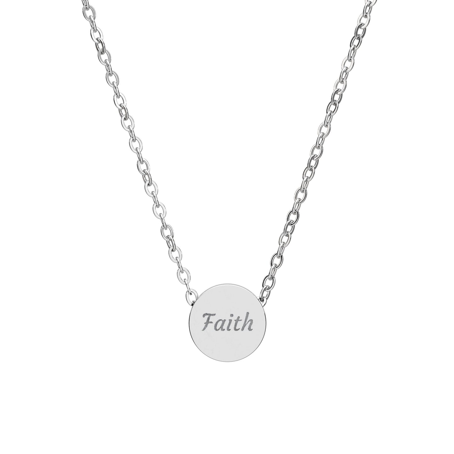 Engraved Faith Mini Circle Necklace