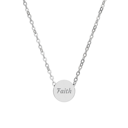 Engraved Faith Mini Circle Necklace